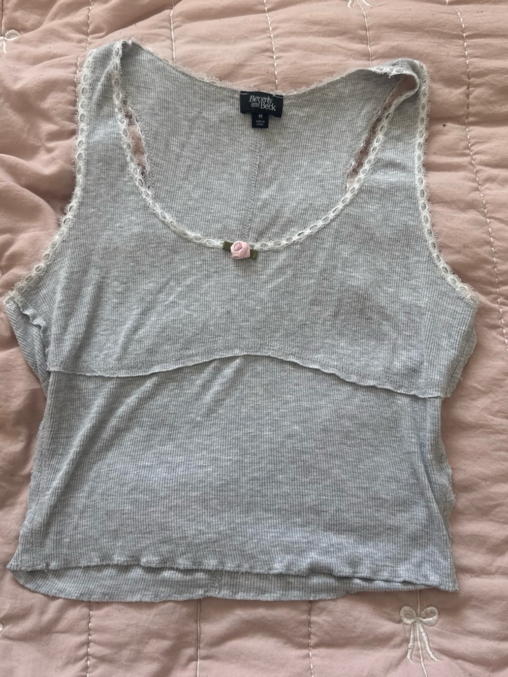 Grey Lace Tank Top